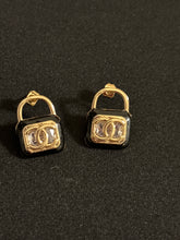 Load image into Gallery viewer, Gold &amp;Black locket Earrings
