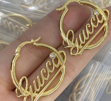 Load image into Gallery viewer, cursive GG Hoops
