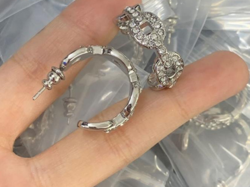 Silver Bling Chainlink hoops