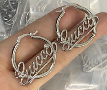 Load image into Gallery viewer, cursive GG Hoops
