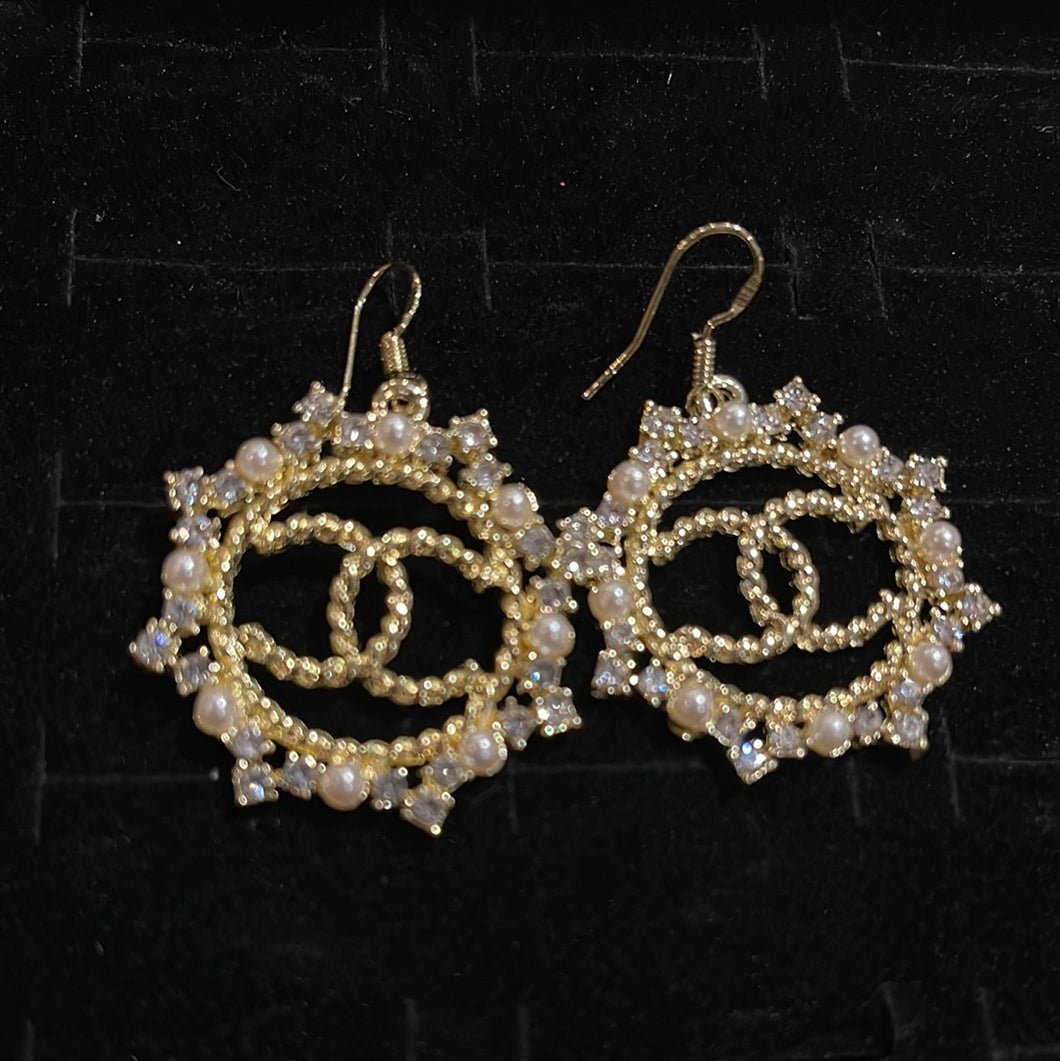 CeeCee Pearl/bling Hanging Earrings